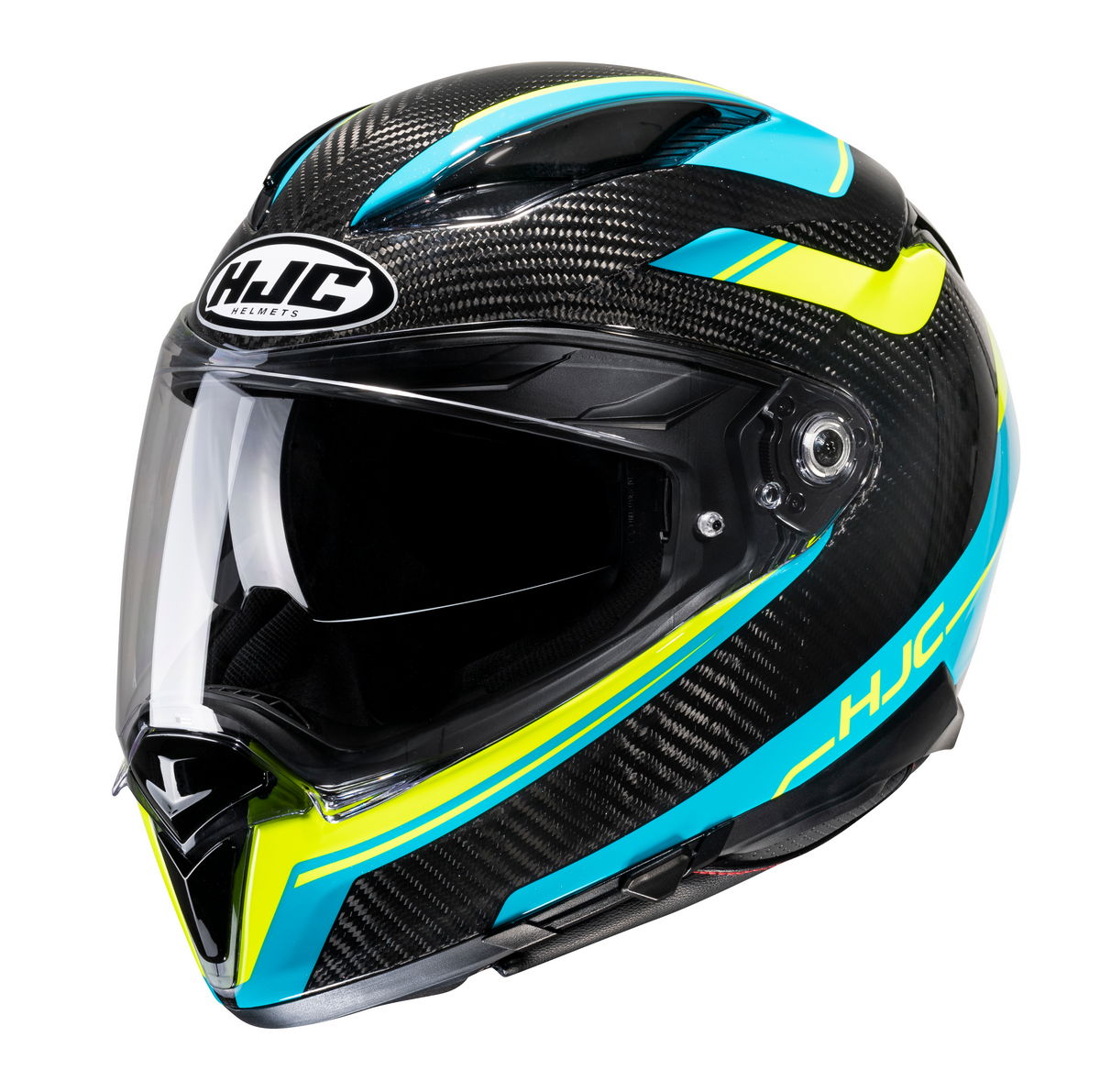 Casco HJC F70 Carbon Ubis MC34H - Nero Azzurro Giallo