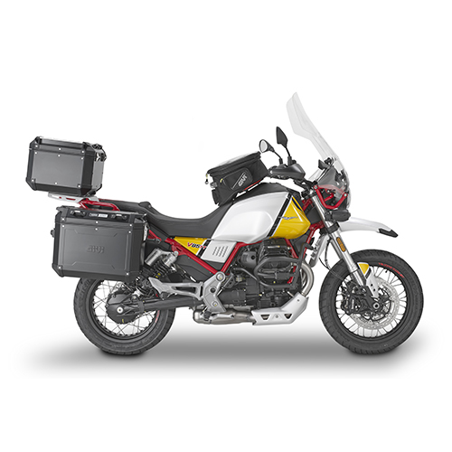 Kit Valigie in alluminio Nero GIVI Trekker Outback 48/37 e supporti - Moto Guzzi V85TT