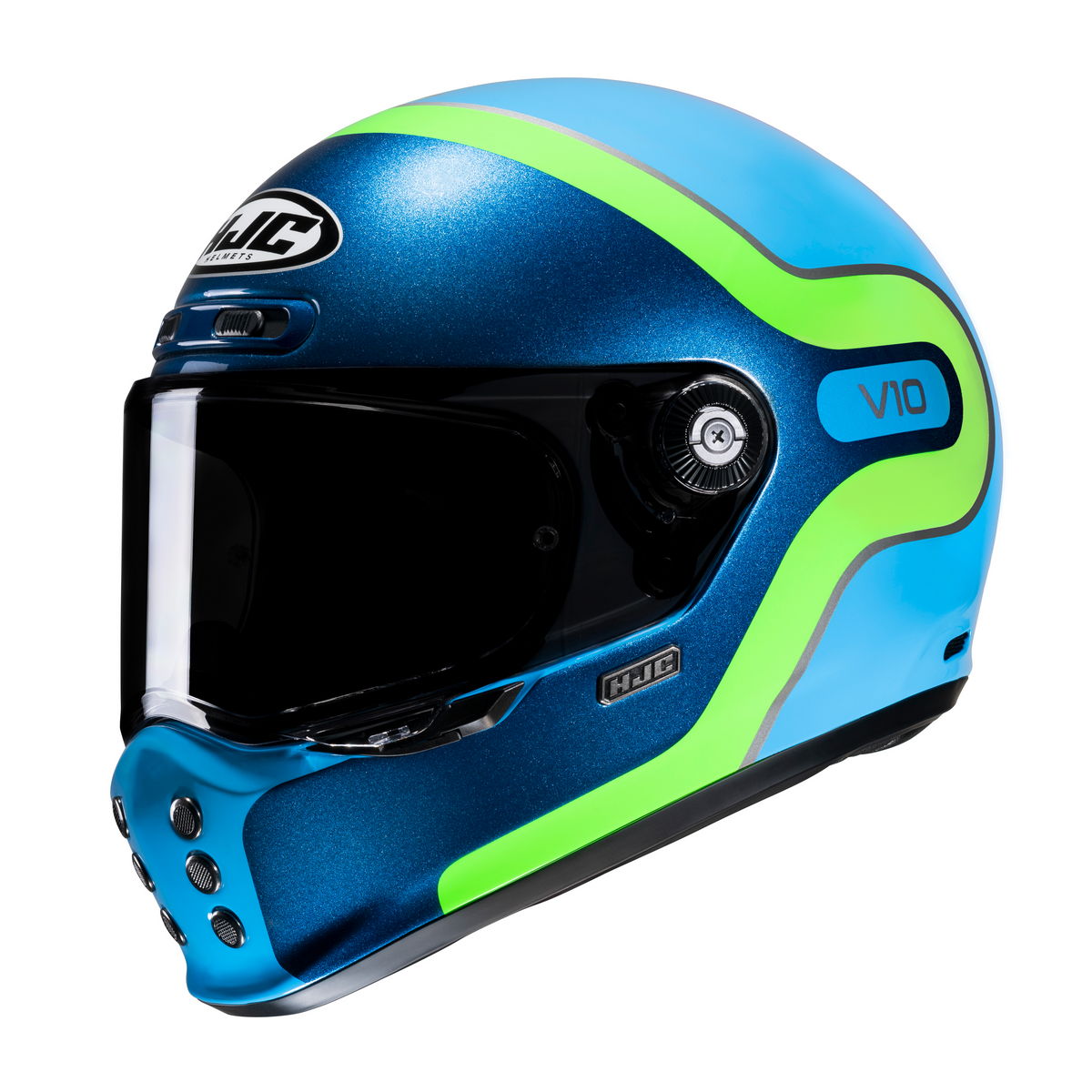 HJC V10 Grape MC24 - Blu Celeste Verde
