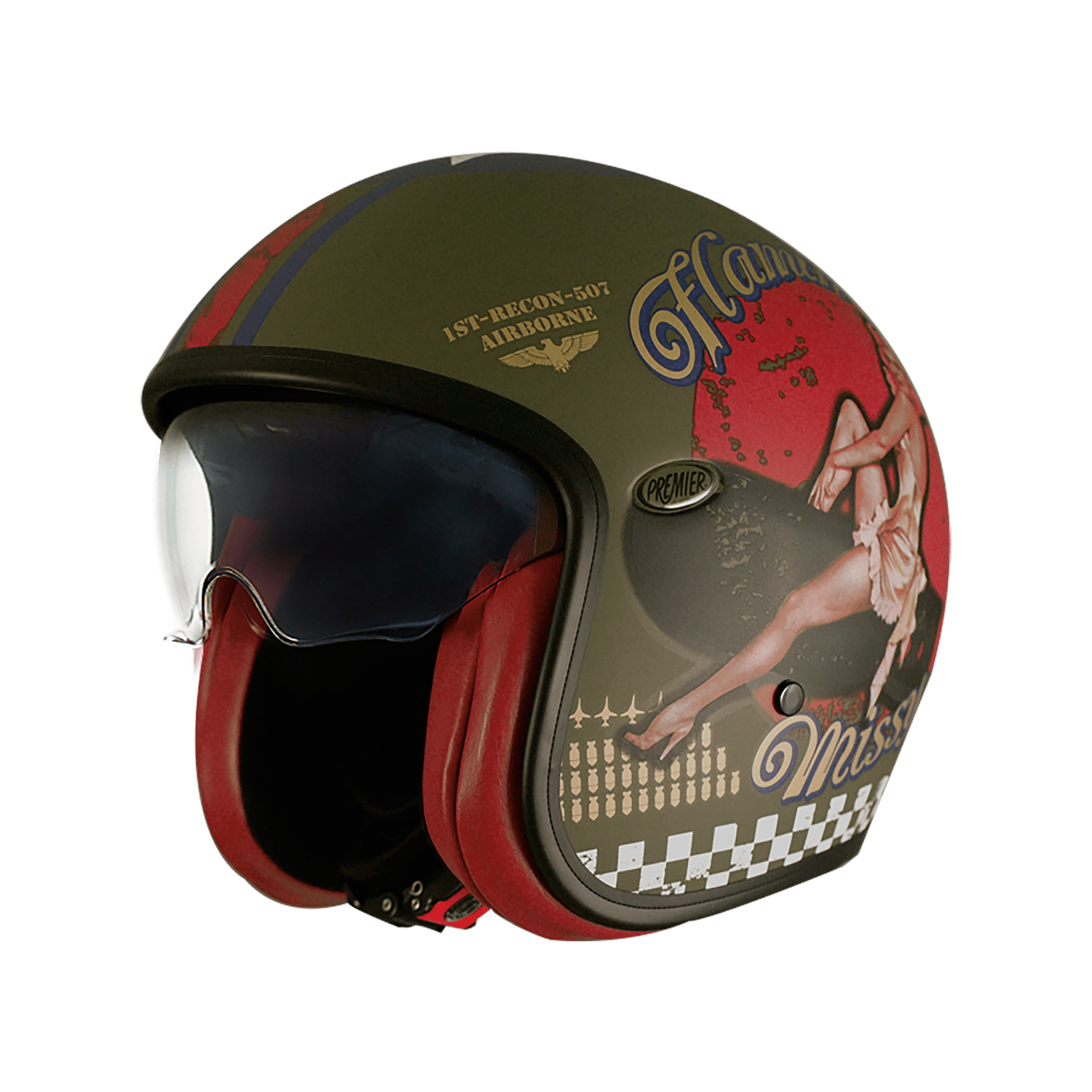 PREMIER VINTAGE PIN UP MILITARY BM - Verde, rosso e nero